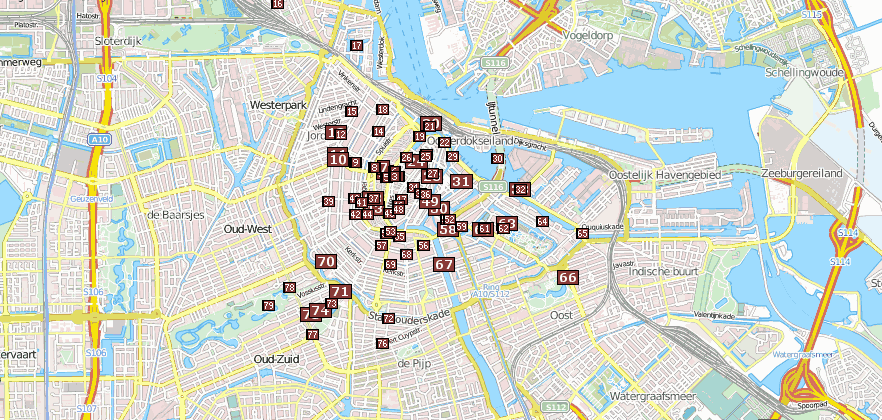 Amsterdam Reiseführer mit Attraktione im Reiseführer  im Stadtplan